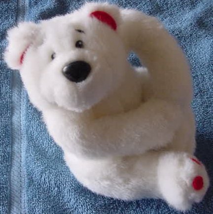 John Henry White Bear with Heart feet Stuffed Plush 6"