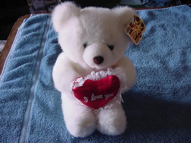 Unipak White I Love You Heart Bear Stuffed Plush 7"