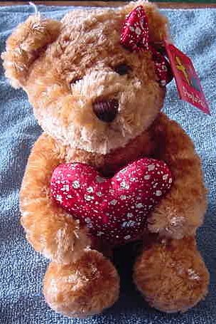 Aurora Valentine Bear Sparkle Heart Stuffed Plush 7"