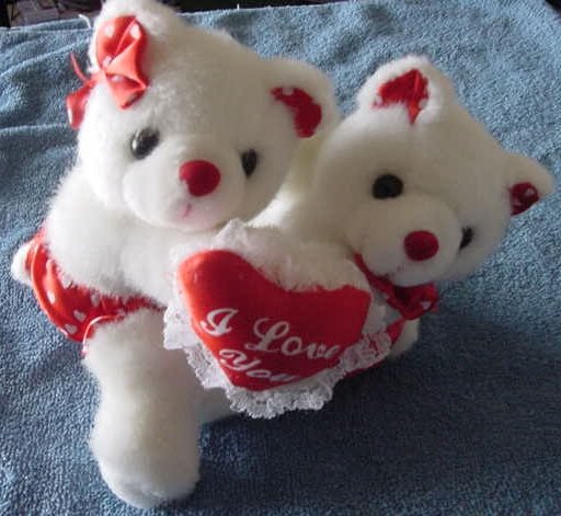 Hugging White Bears I Love You Heart Stuffed Plush 6"