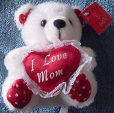 I Love Mom White Bear Valentine's Stuffed Plush 5" Tag