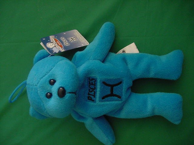 Horoscope Zodiac Pisces Blue Bear Stuffed Plush 5" Plushland