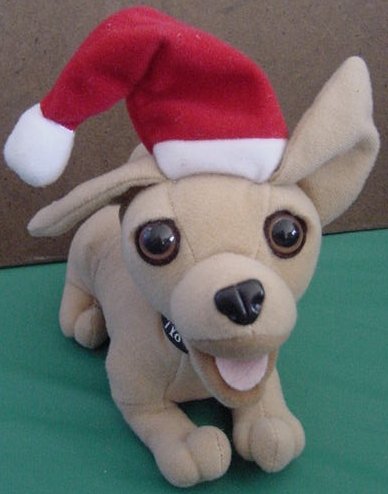 Feliz Navidad Taco Bell Chihuahua Talking Dog Plush 6" Santa Hat