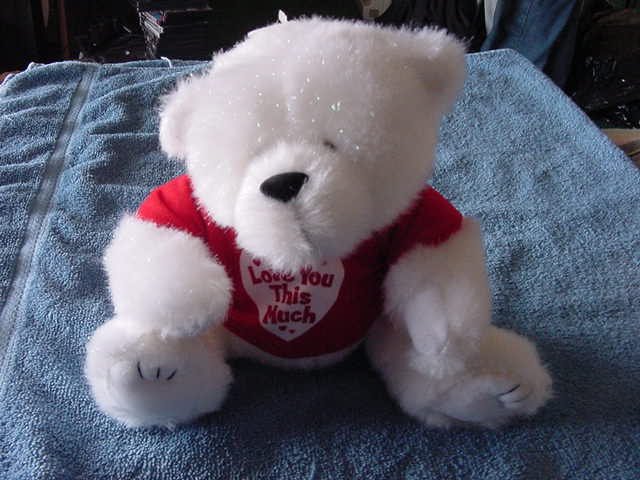 AGC Inc White Love You This Much Bear Stuffed Plush 7"