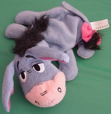 Mattel Pooh's Friend Eeyore Laying Down Beanie Plush 7"
