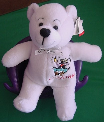 Symbolz California Republic White Bear Beanie Plush 6"