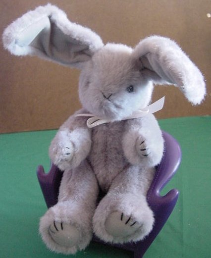 Gray Jointed Bunny Rabbit Long Ears Stuffed Plush 8"