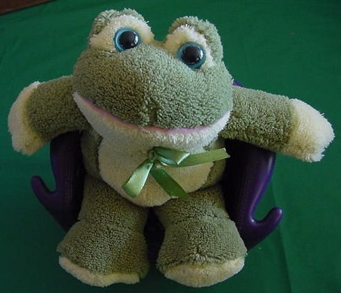Atico Blue Eyed Green & Yellow Frog or Toad Stuffed Plush 5"