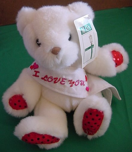 First & Main White I Love You Bear Stuffed Plush 7" Tag