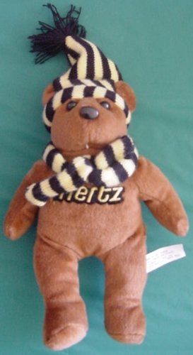 Hertz Rental Cars Brown Bear Beanie Plush 8" Scarf Hat