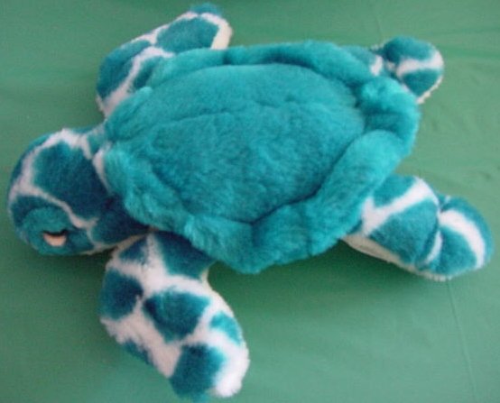 Aqua Greenish Blue & White Sea Turtle Stuffed Plush 8"
