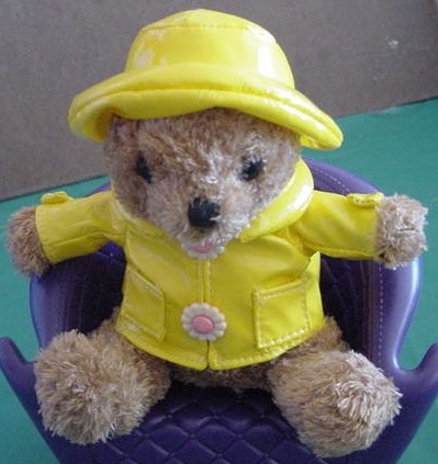 Galerie Yellow Raincoat Hat Mini Bear Stuffed Plush 5"