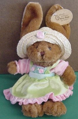 Plushland Brown Bunny Straw Hat Beanie Plush 8" Tag March of Dimes
