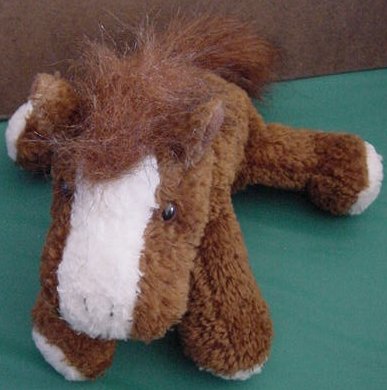 Brown & White Horse Floppy Beanie Stuffed Plush 8"
