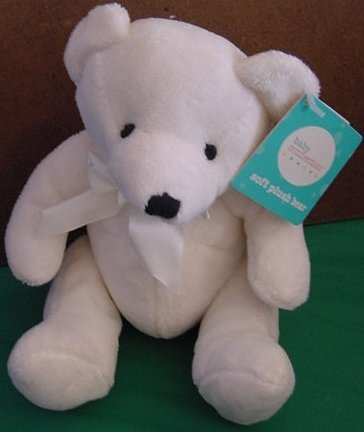 Baby Connection White Soft Bear Tag Stuffed Plush 6"