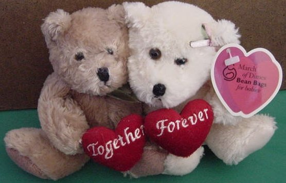 Plushland MOD Together Forever Bears Beanie Plush 8" March of Dimes
