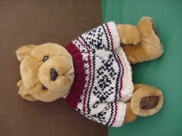 JC Penney Light Brown Bear in Sweater Stuffed Plush 9"