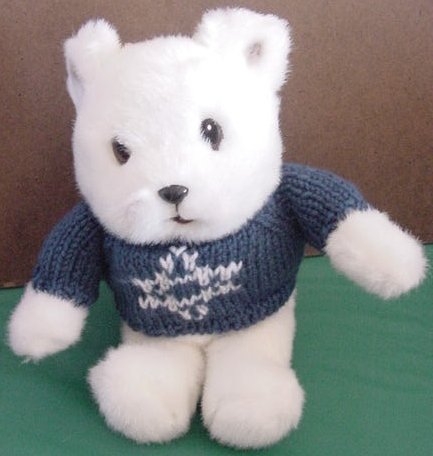 Gibson Greetings White Bear Blue Sweater Stuffed Plush