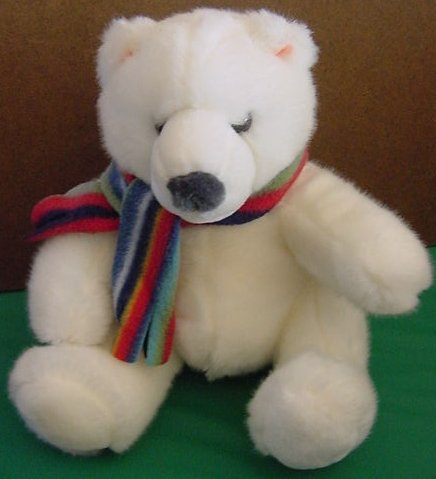 Russ Berrie McKinley Polar Bear Scarf Stuffed Plush 7"