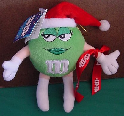 M&M's Green Miss Sassy Santa Girl Stuffed Plush 8" Tag