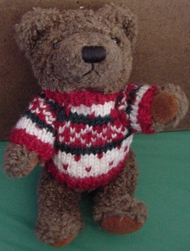 Hugfun Int Bear Red White Green Sweater Stuffed Plush