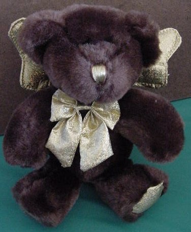 Dark Brown Angel Bear Gold Sparkle Wings Stuffed Plush