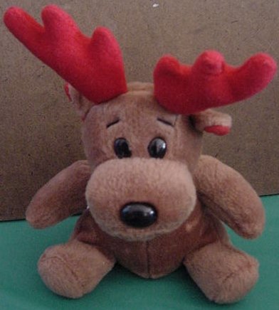 GAC Christmas Reindeer Brown Beanie Plush 5" Red Antler