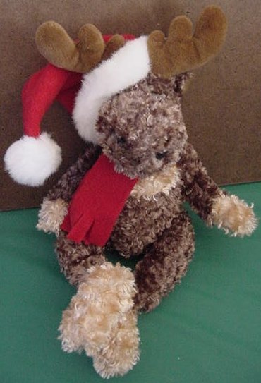 World Market Santa Reindeer Christmas Beanie Plush 6"