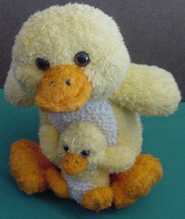 Yellow Duck Mom & Baby Scrubber Bath Toy Plush 7"