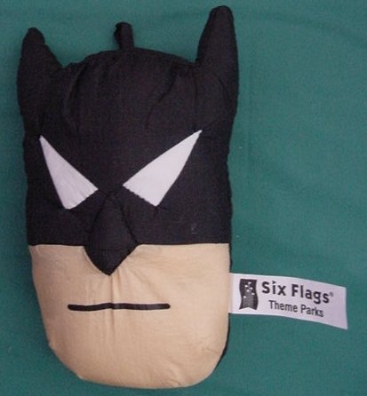 Batman Six Flags Mini Face Pillow Hangs Stuffed Plush