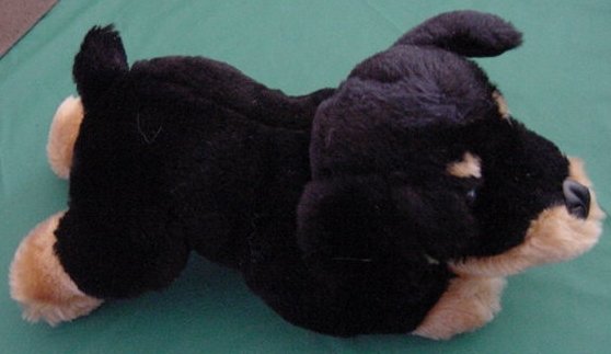 Calplush Rottweiler Black & Brown Dog Stuffed Plush 11"