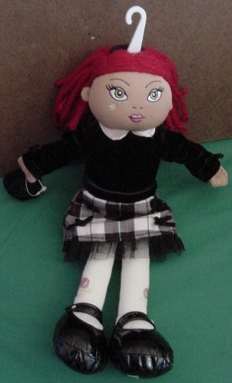Childrens Place Red Hair Black Dress Doll Stuffed Plush