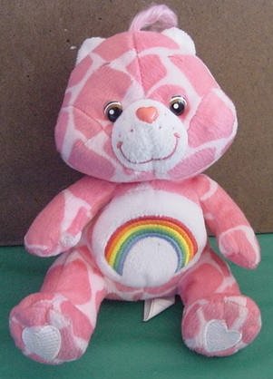 Care Bears Cheer Bear Giraffe Print Rainbow Plush 6"