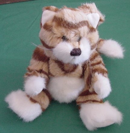Kel-Toy Tabby Cat Kitty Rusty Orange Jointed Stuffed Plush 6"