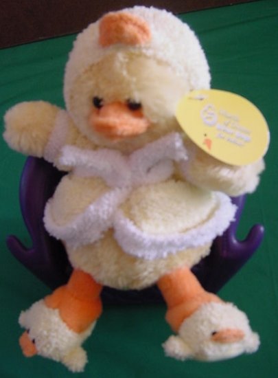 Plushland Waddles Yellow Duck in Bathrobe Slippers Plush Beanie 8" Tag
