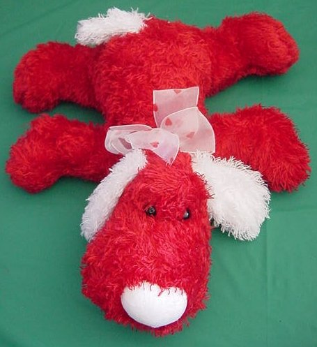 Wal-mart Red Floppy Dog White Ears Stuffed Plush 11"