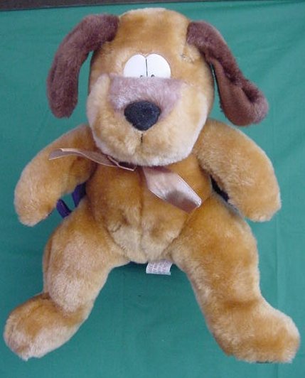 Circus Circus Brown Funny Eyes Dog Stuffed Plush 8" Paw Print Feet