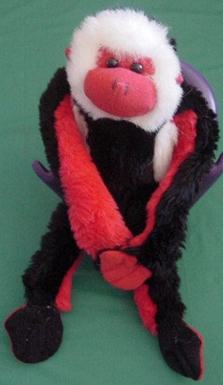 Fiesta Velcro Hands Red Black Monkey Stuffed Plush 12"