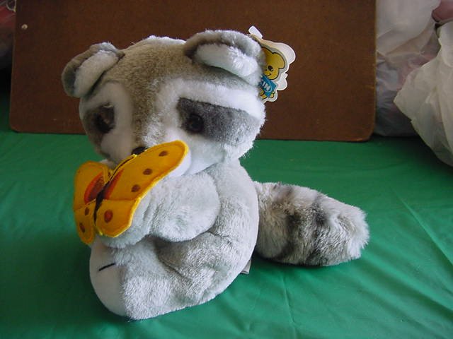 Dakin 1986 Rupert Raccoon Stuffed Plush Tag Butterfly