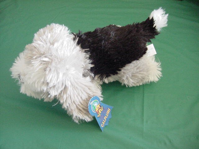 Calplush Fuzzy Gray Black & White Dog Stuffed Plush