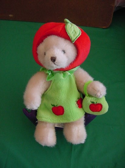 Hugfun Int Bear in Apple Outfit Stuffed Plush 6"