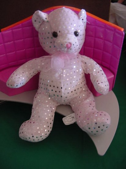 Kuddle Me Toys Pink Silver Spots Bear Stuffed Plush 9"