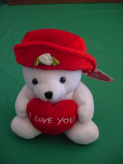 Plushland White Bear I Love You Heart Stuffed Plush 6"