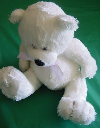 Fiesta Off White Sitting Bear Beanie Stuffed Plush 6"
