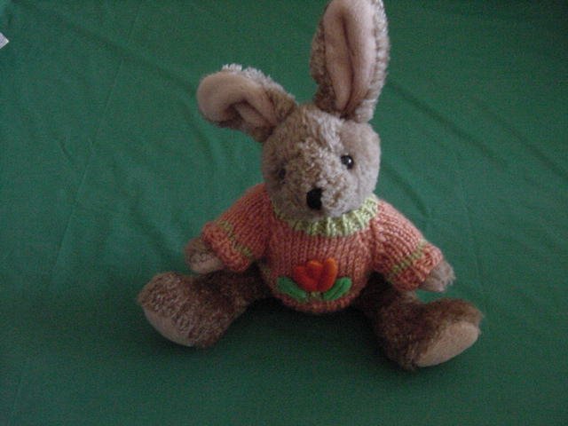 Hugfun Brown Bunny Orange Sweater Stuffed Plush 9"