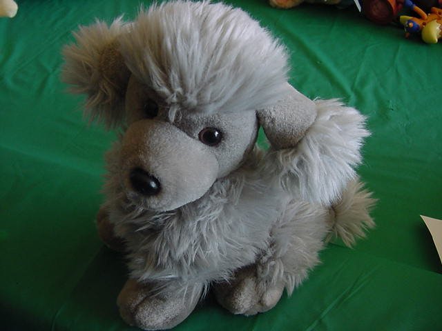 Gray Poodle Dog Fuzzy Stuffed Plush 8"