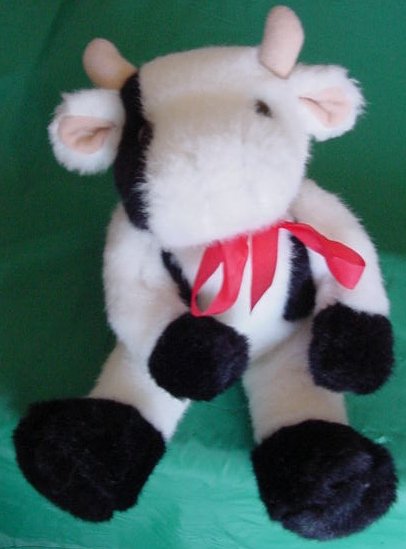 Oriental Trading Co Cow Black White Stuffed Plush 7"