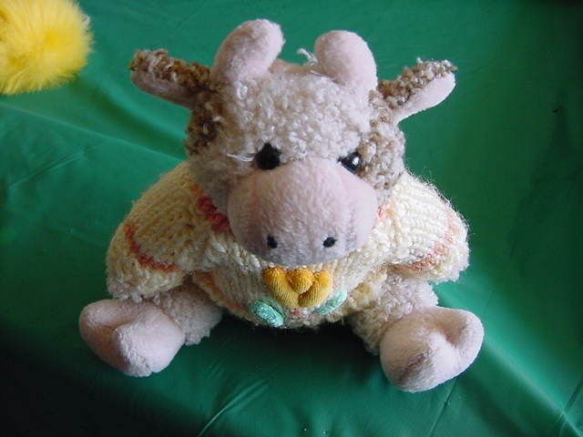 Easter Cow in Sweater Jointed Stuffed Plush 9" Hugfun