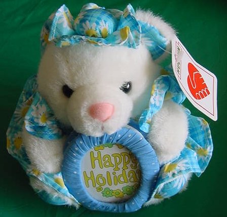 Easter White Picture Frame Bear Stuffed Plush 6" Hugfun