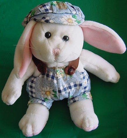 White Bunny Rabbit Flower Outfit Stuffed Plush 6"